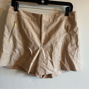 Women's Calvin Klein Tan Shorts with Gold Zipper Accents